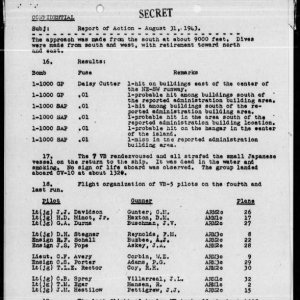 VB-5 August 31, 1943 Combat Report