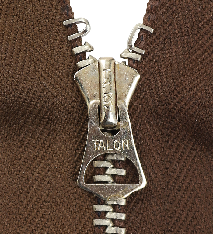 VTG.1970s TALON ZIPPER #10 SEPARATING Metal=26in BRASS/BROWN=1-5/8 X-W  COTTON 