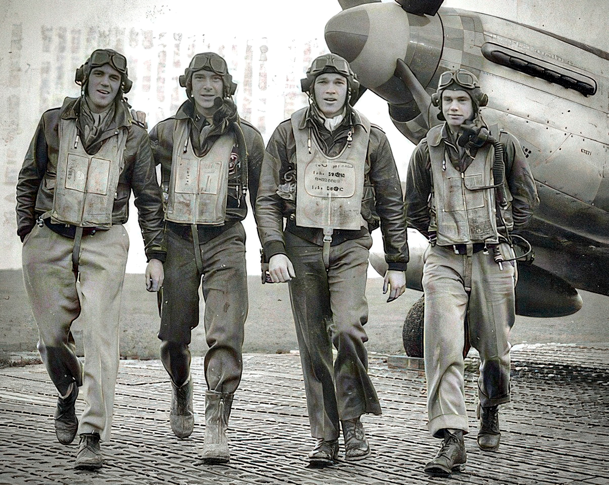 aces of the 357th Fighter Group. L-R; Richard Peterson, Leonard Carson, John England, and Clar...jpg