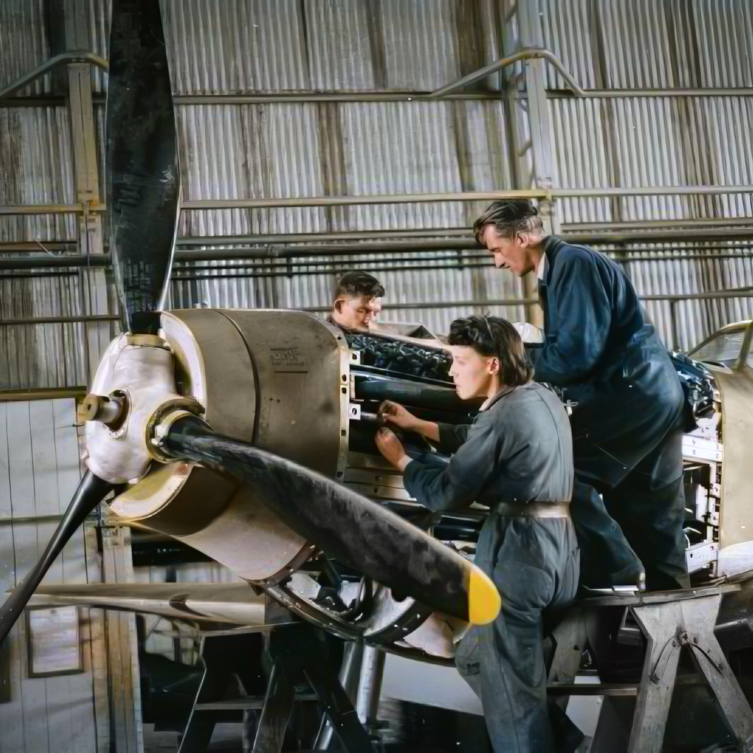 Assembly of a P-51 Mustang aircraft at the Lockheed Aircraft Corporation factory.jpg