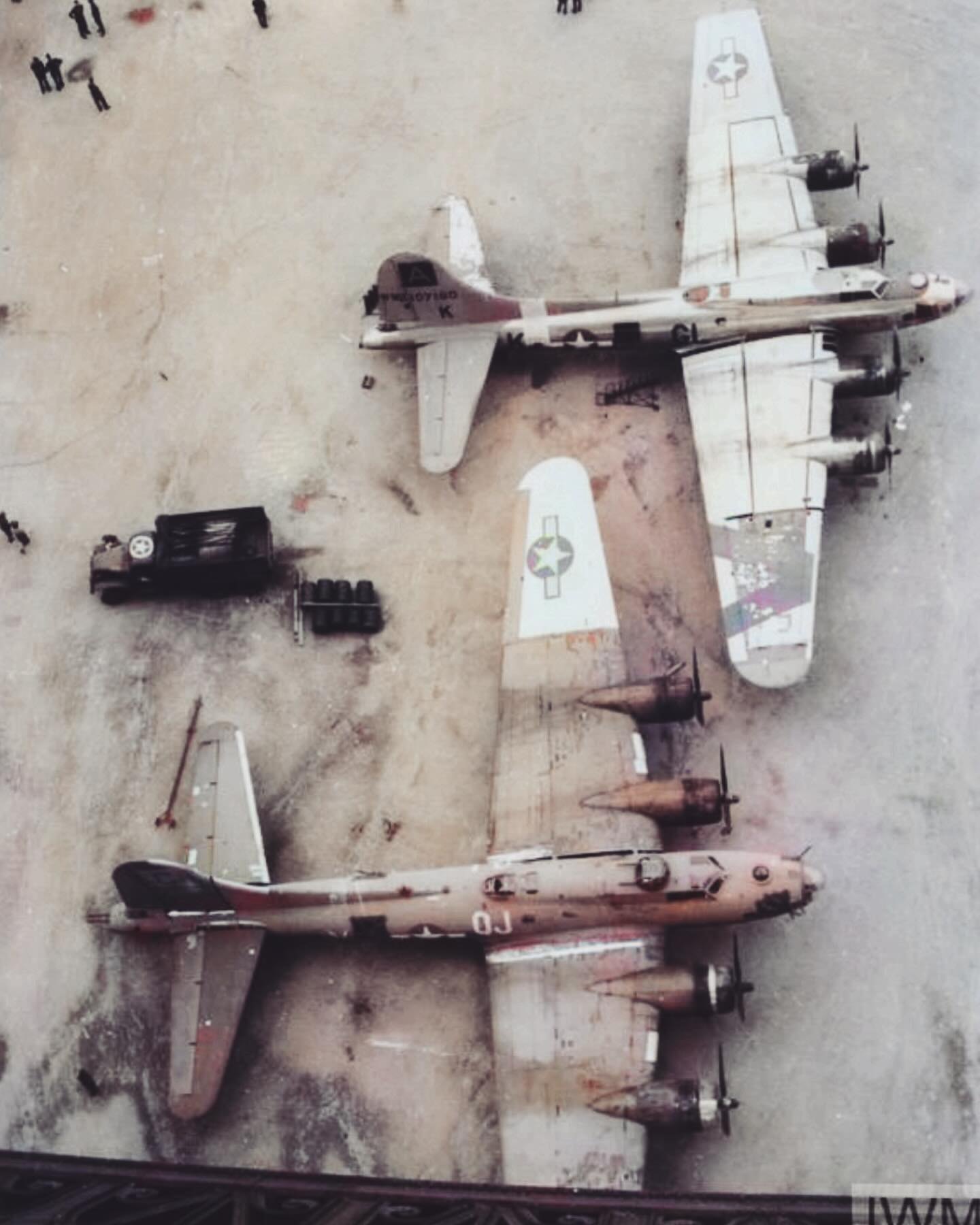 B-17 94th Bomb Group and 96th Bomb Group on display at the Eiffel Tower, 1945.jpg