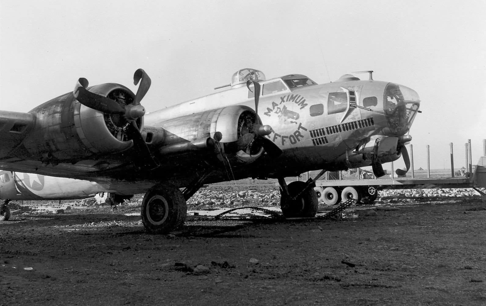 b17  shows damage after a belly landing in late 1944. The longer you look, the more damage you...jpg