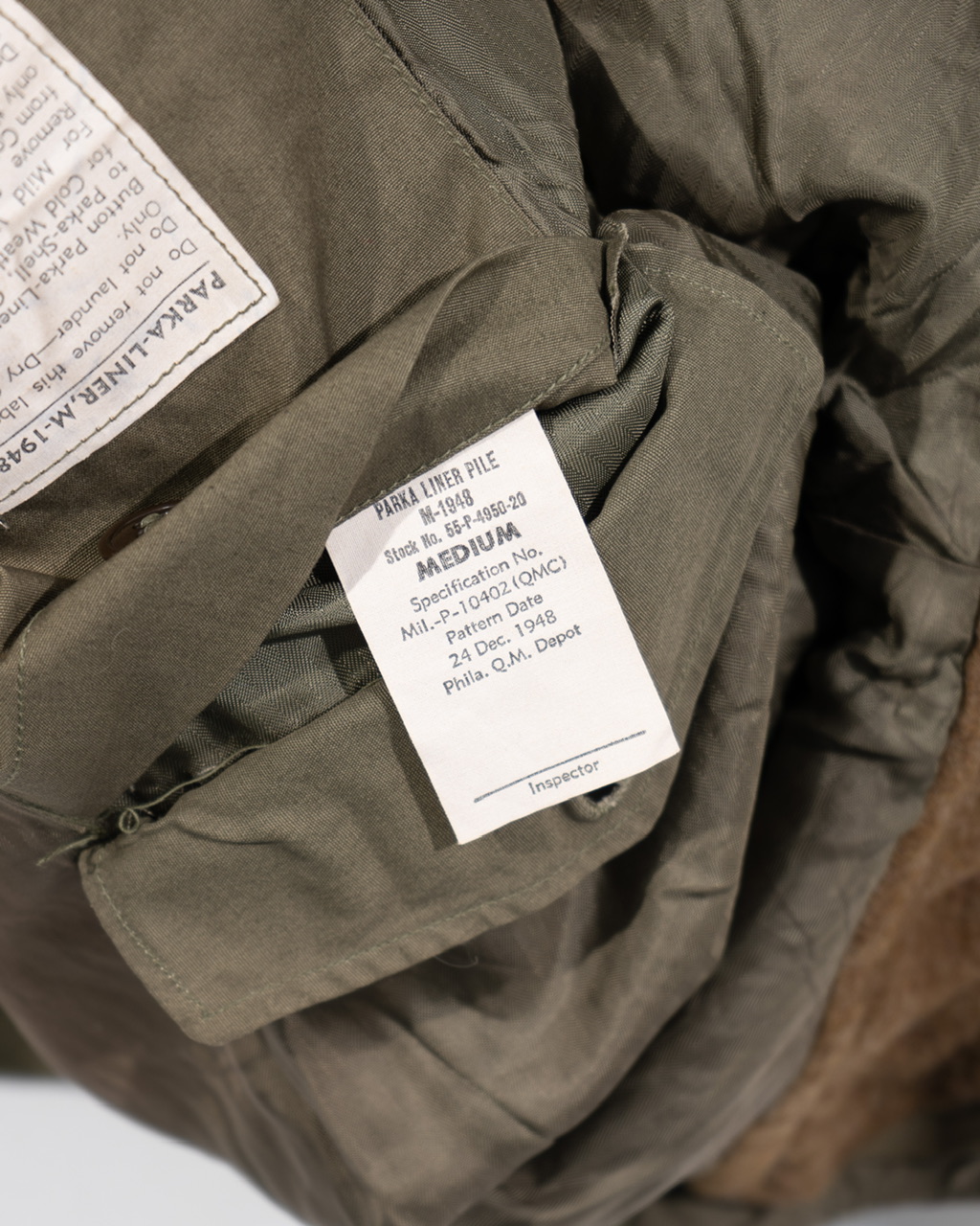 NEW OLD STOCK M-1948 O.D. PARKA SHELL & M-1948 PARKA LINER | Vintage ...