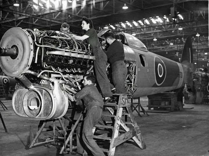 Hawker Typhoon nearing completion in Gloster’s HucclecoteOrchard factory in 1943.jpg