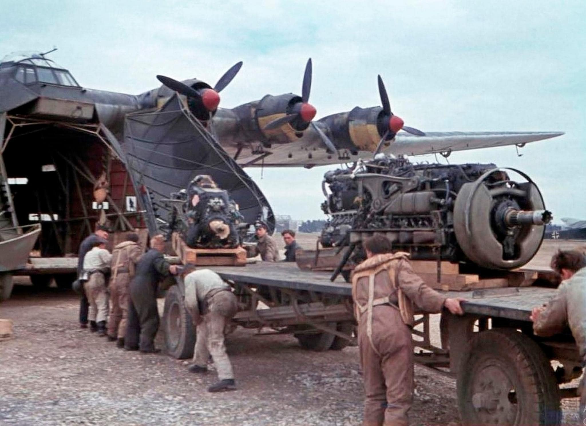 Loading DB 605 engines on the Me-323 Gigant..jpg