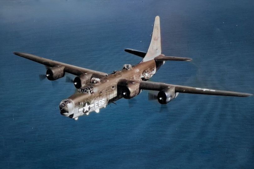 PB4Y-2 Privateerin flight off the eastern shore of Oahu, Hawaii, 1945.jpg