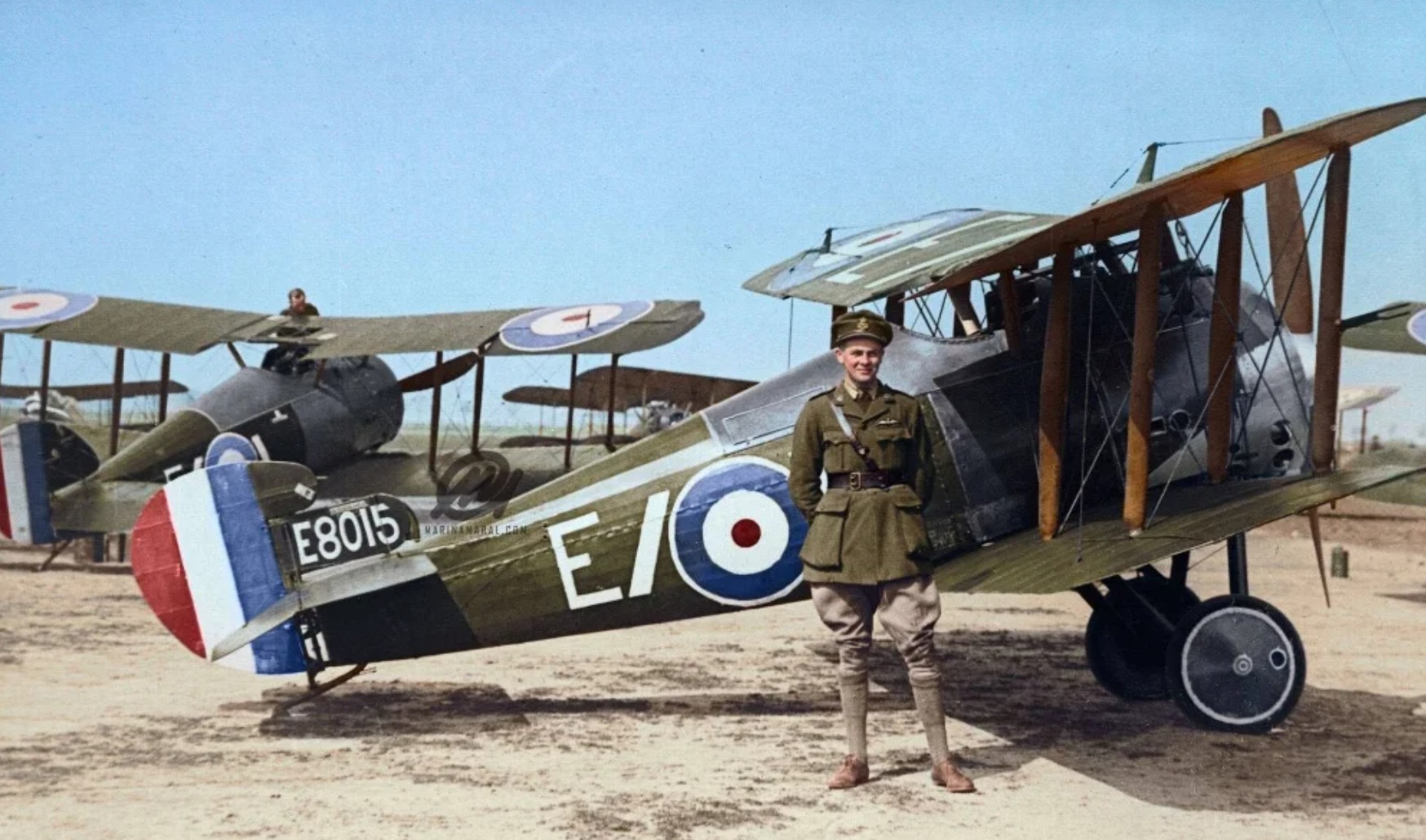 Sopwith 7F.1 Snipe E8015, Lt. Edward Mulcair of 'A' Flight, 43 Sqn RAF, ready for a patrol ove...jpg