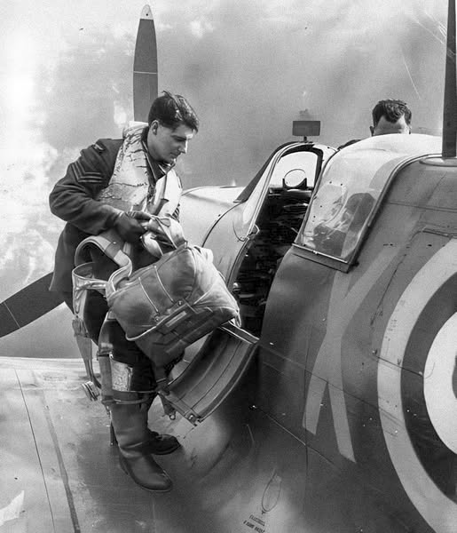 Spitfire pilot prepares for a mission..jpg