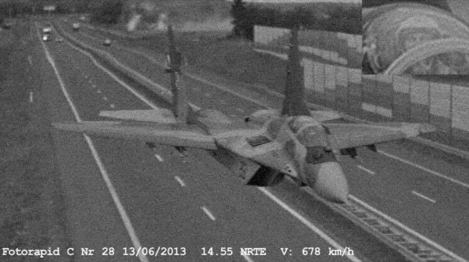 Sukhoi Su-27 speeder captured by the traffic camera was travelling on the Poznan Warsaw A2 hi...jpeg