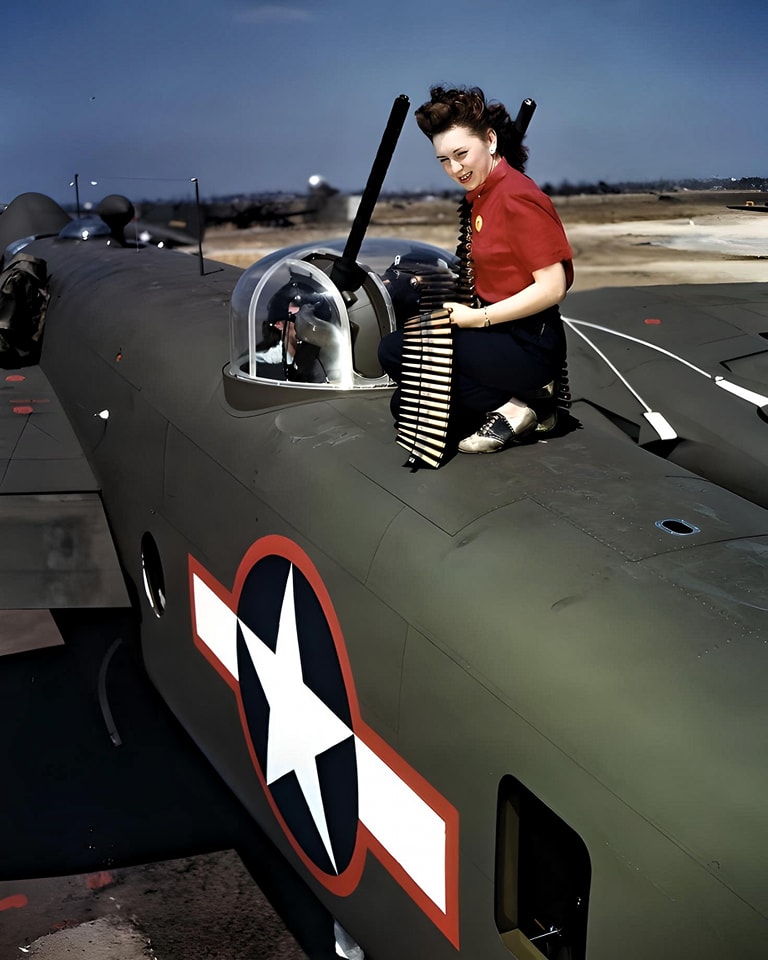 Workers test one of the B-25’s .50cal BMGs. Each gun was test-fired with at least 25 rounds.jpg