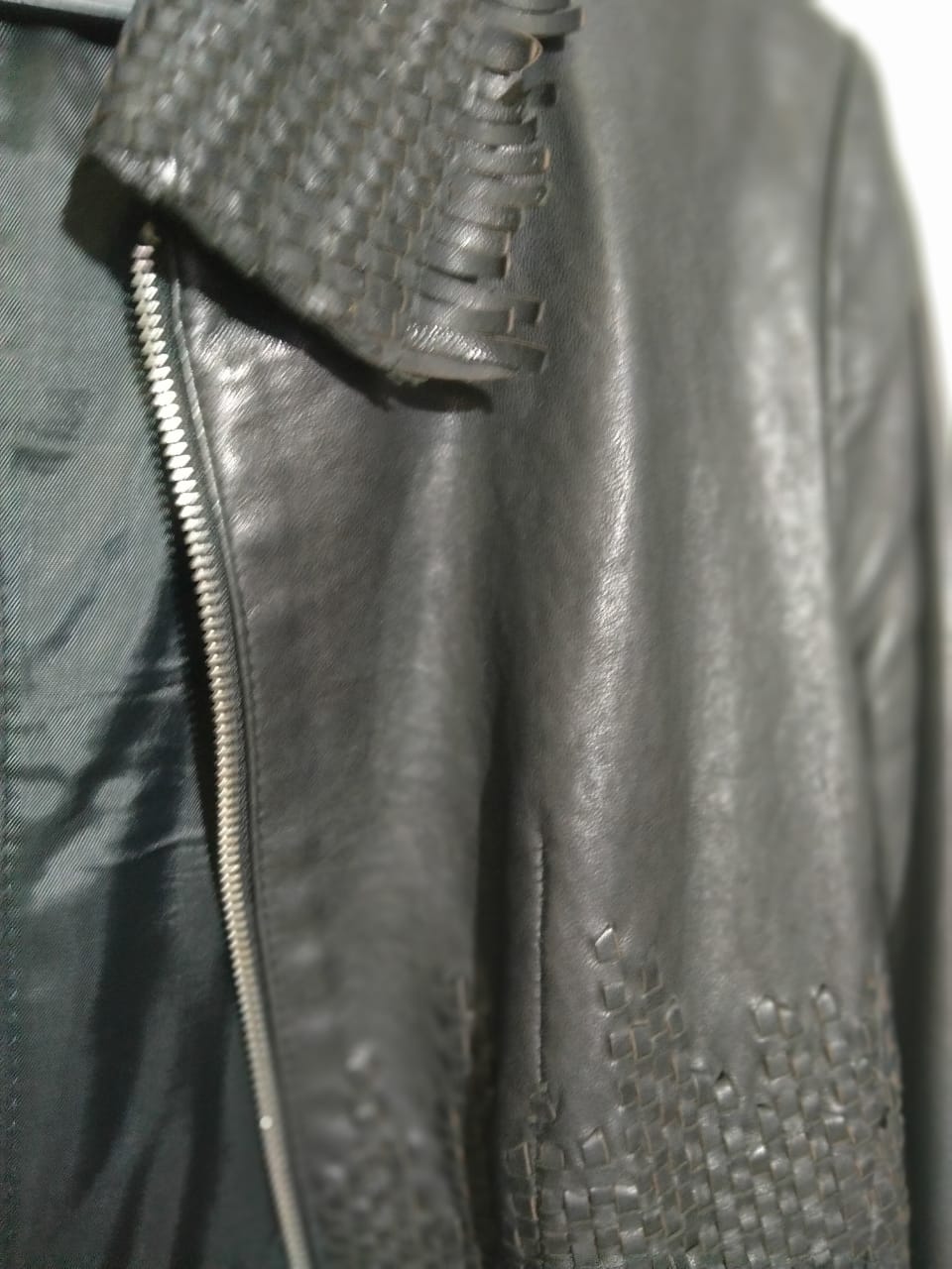 Lamb Skin Handmade Woven Leather Jacket