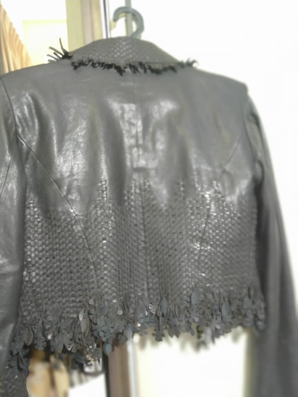 Lamb Skin Handmade Woven Leather Jacket