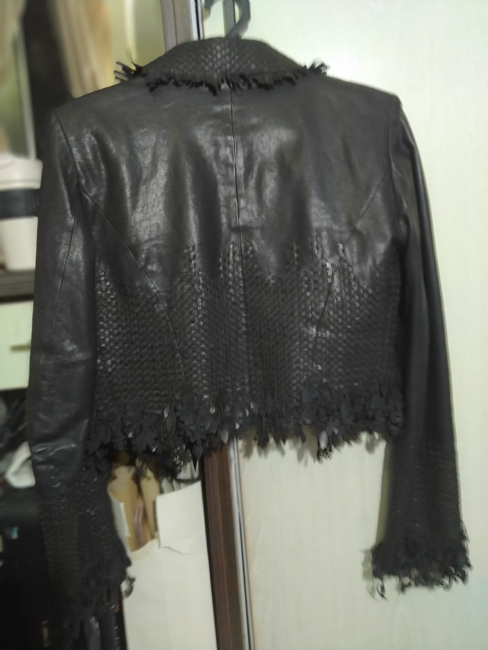 Lamb Skin Handmade Woven Leather Jacket